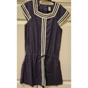 New Girl Navy Blue White Nautical Tea Marina Drop Waist Dress Size 8